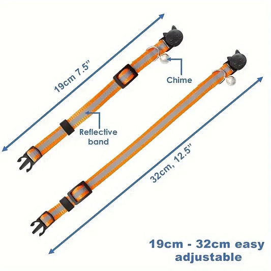 WOOFSKY Reflective Breakaway Cat Collars Set With Bells