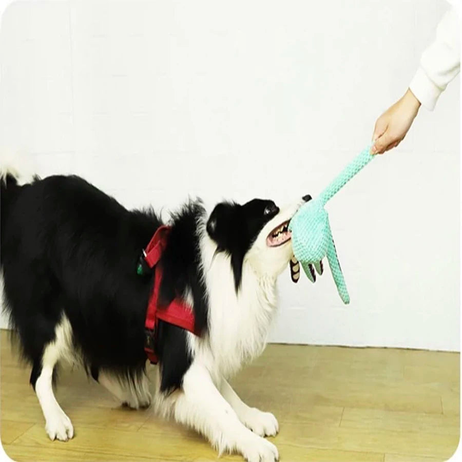 Qzee Plush Octopus Dog Toy Squeak Interactive Boredom Reducer