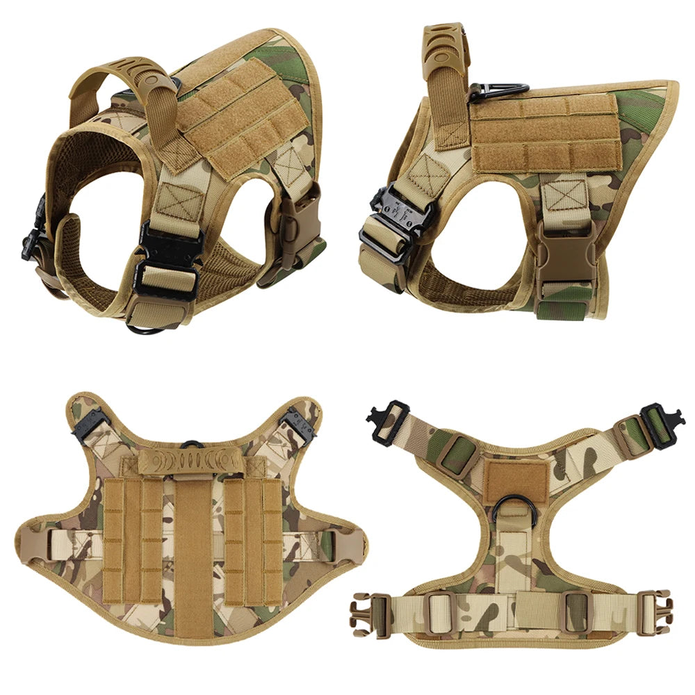 PETRAVEL CN Military Dog Harness Vest Leash Set With Patches
