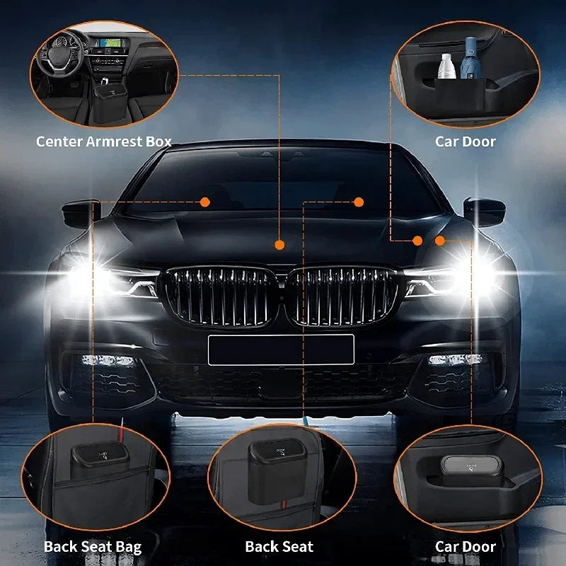 Car Trash Can With Lid Includes 60 Garbage Bags Leakproof Compact