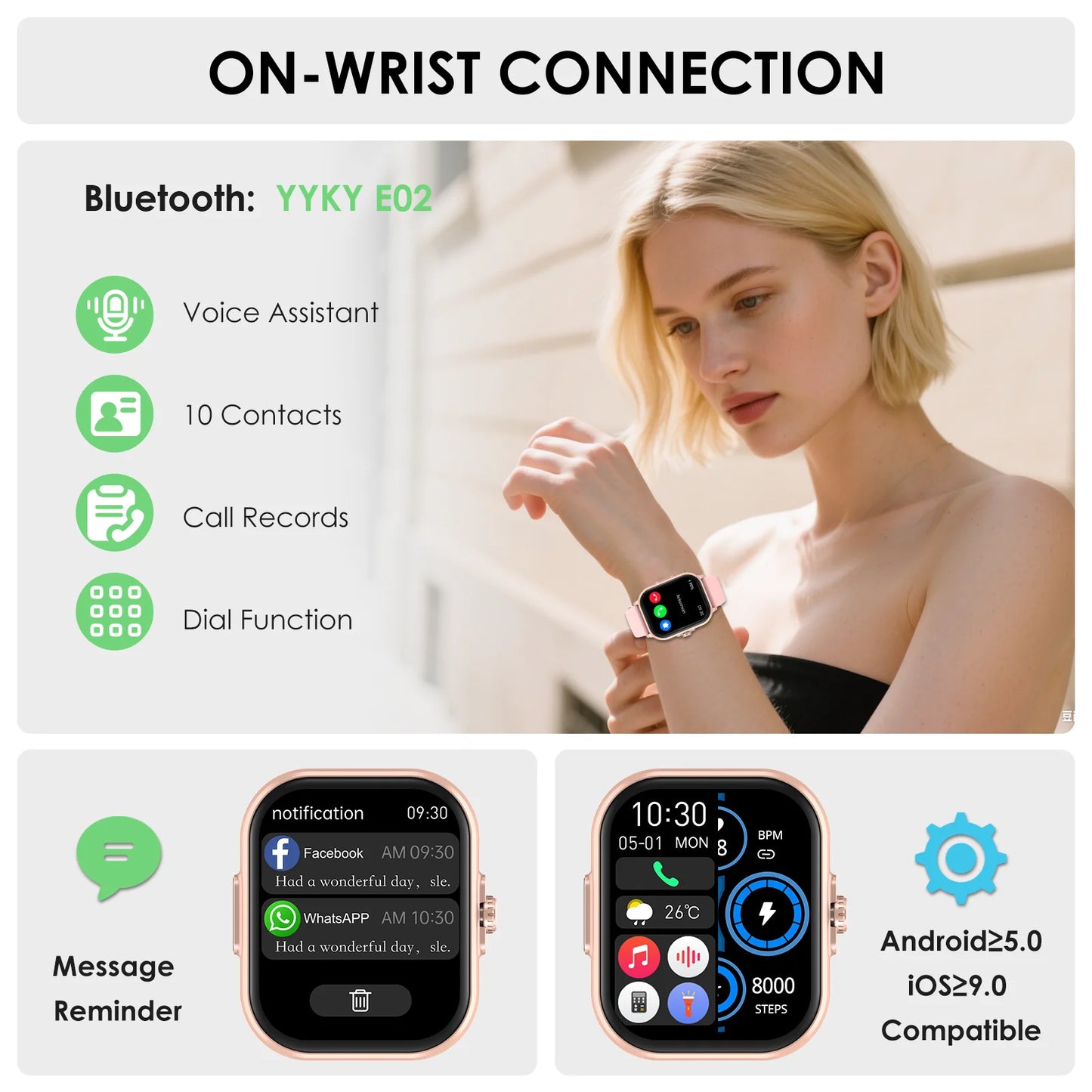 AI Health ECG PPG Smartwatch Blood Pressure Bluetooth Calling Women
