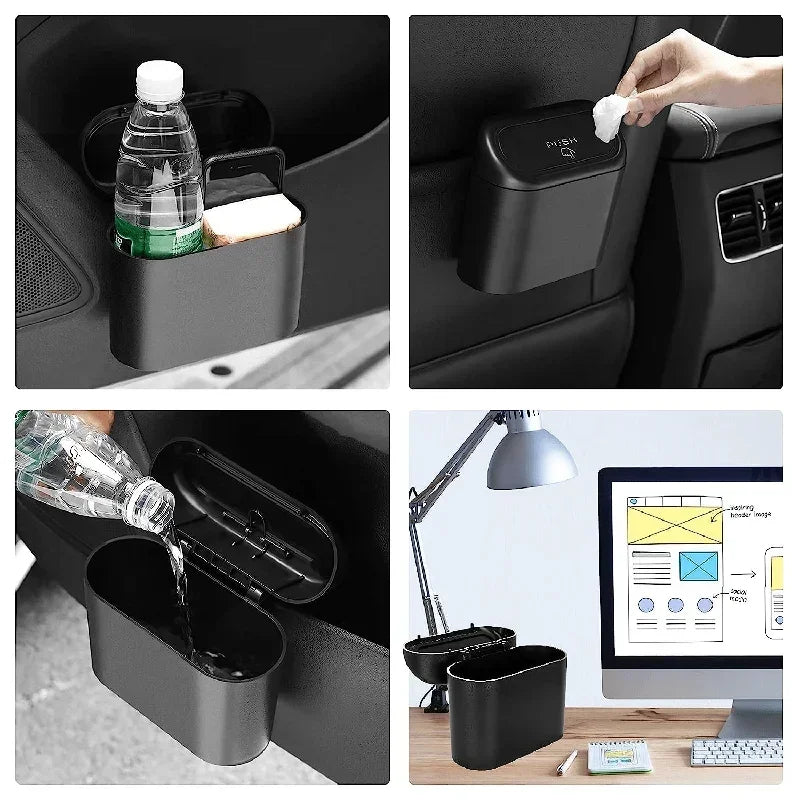 Car Trash Can With Lid Includes 60 Garbage Bags Leakproof Compact