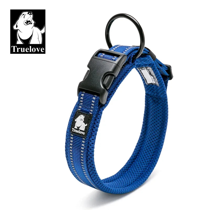 TRUELOVE Adjustable Nylon Dog Collar With Padded Reflective Training