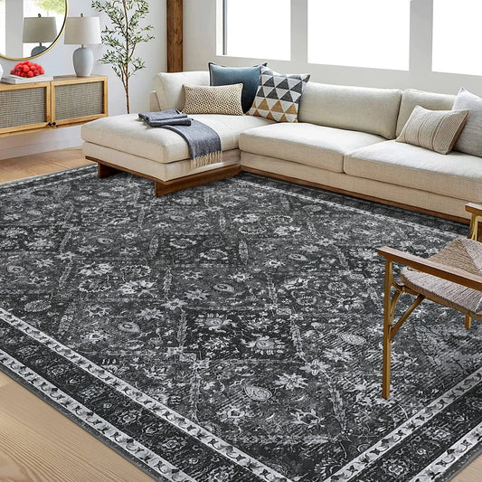 Geometric Moroccan Trellis Non Slip Washable Rug For Living Room