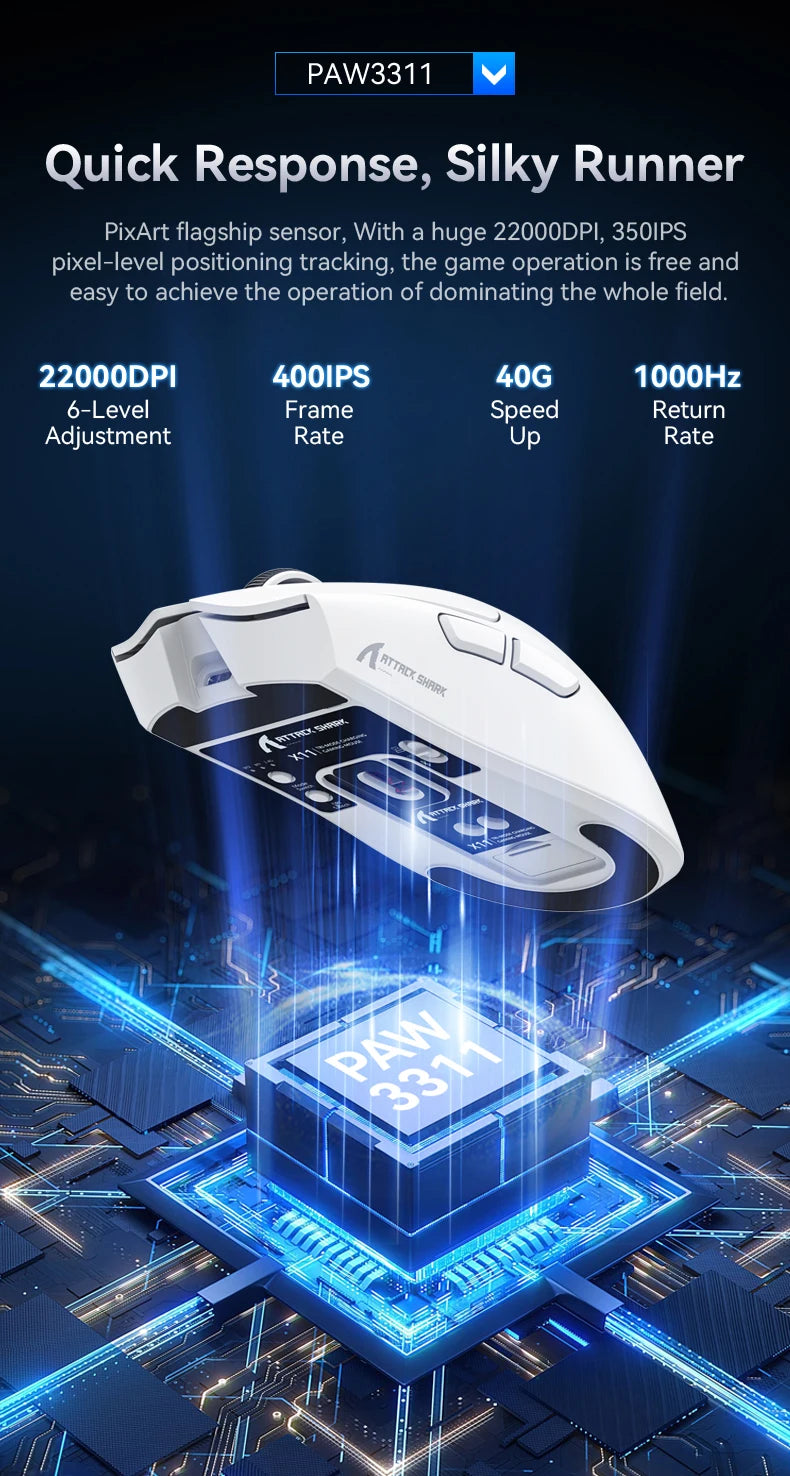 Attack Shark X11 Wireless Gaming Mouse 22K DPI PAW3311
