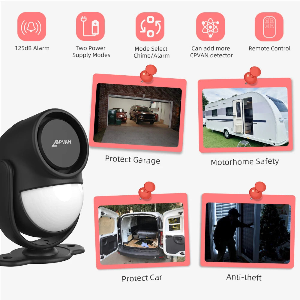 CPVan Wireless 433MHz Infrared Motion Detector Alarm with Remote