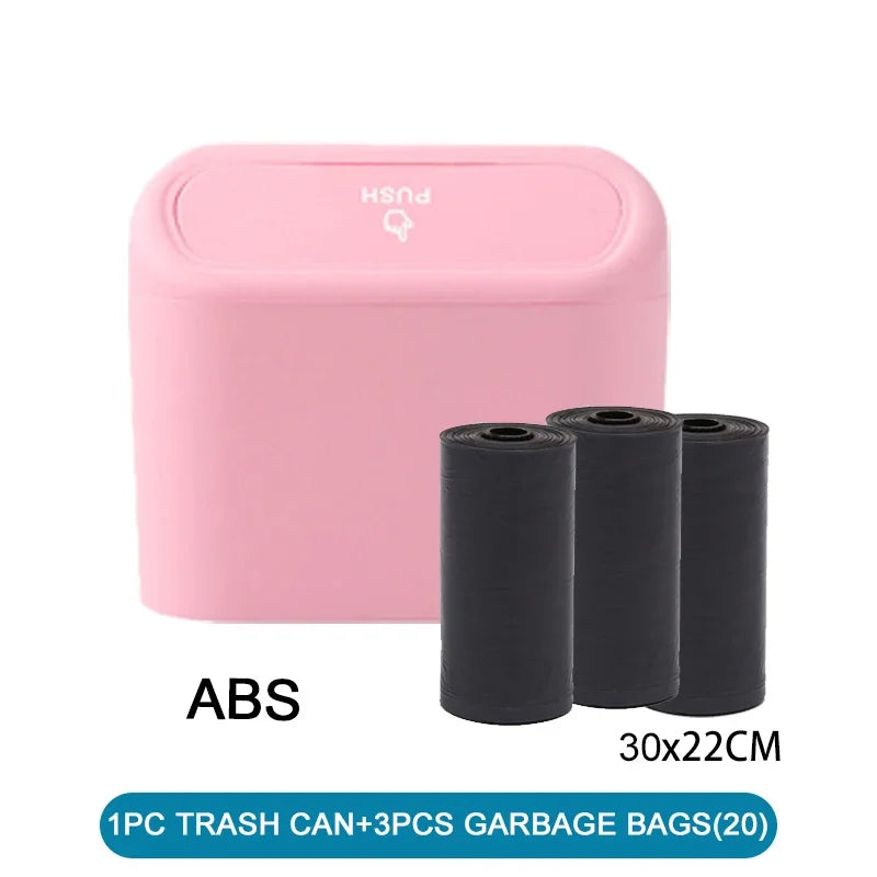 Car Trash Can With Lid Includes 60 Garbage Bags Leakproof Compact