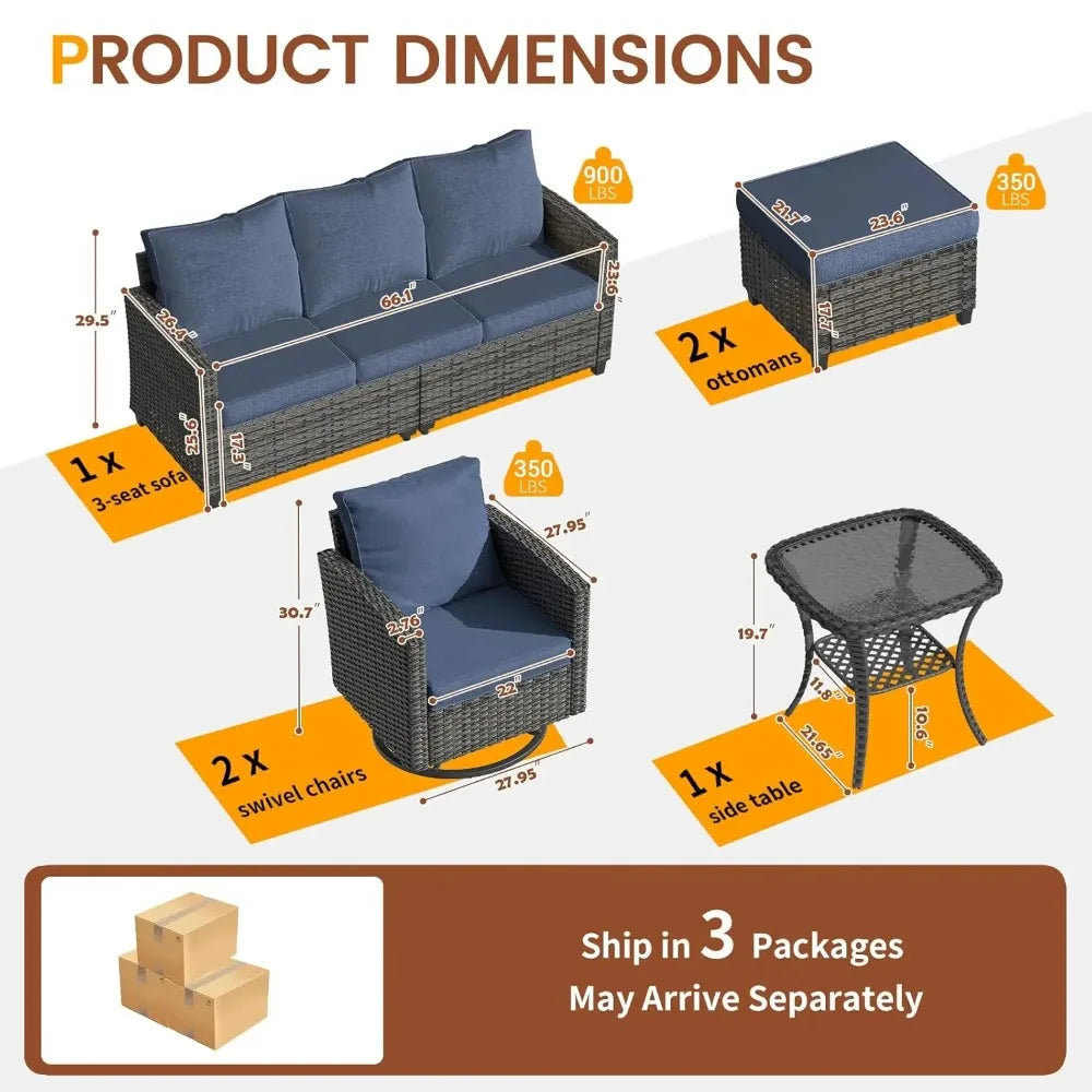 Patio Furniture Set Outdoor Sectional Sofa With Swivel Chair