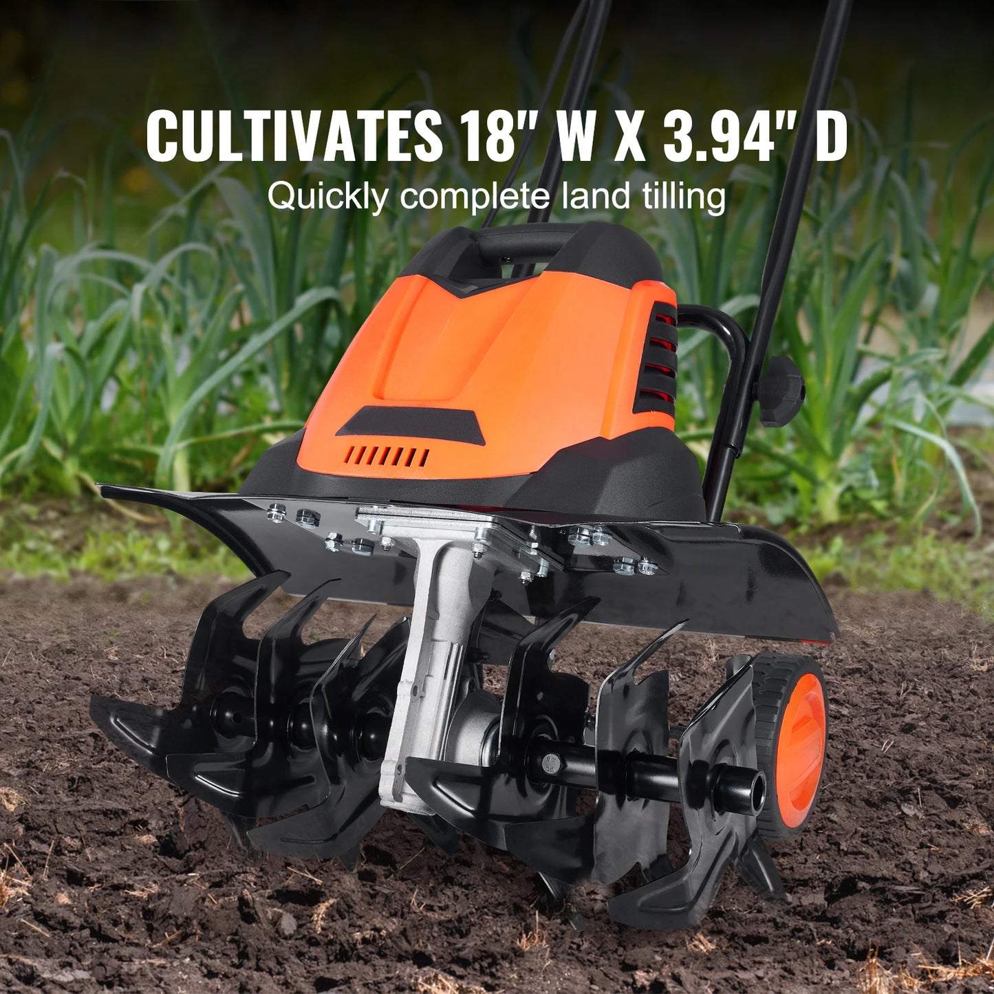 SucceBuy 12 Amp Electric Tiller Corded Cultivator With Steel Tines
