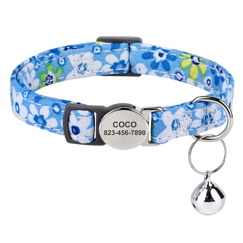 Personalized Cat And Small Dog Adjustable Collar With Engraved Name