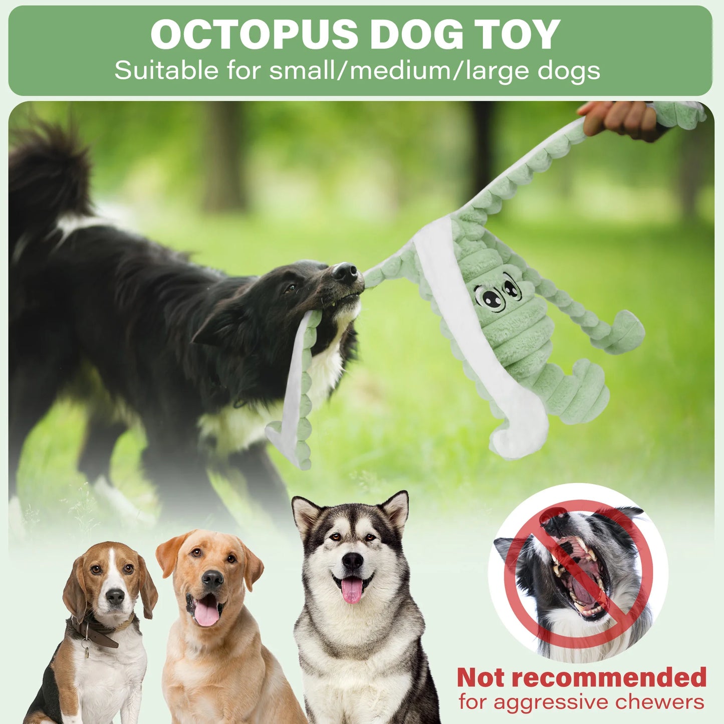 Octopus Design Squeaky Plush Dog Toy Grinding Teeth
