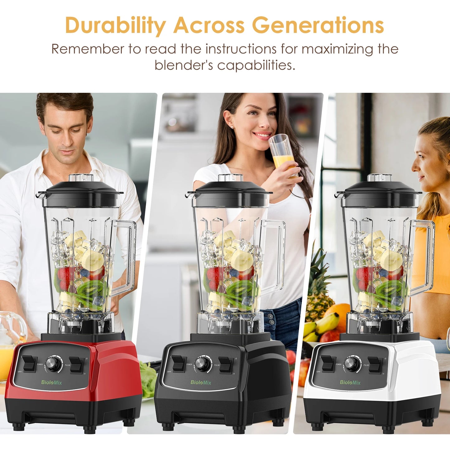 Biolomix BPA Free 3HP Blender Juicer All in One Kitchen