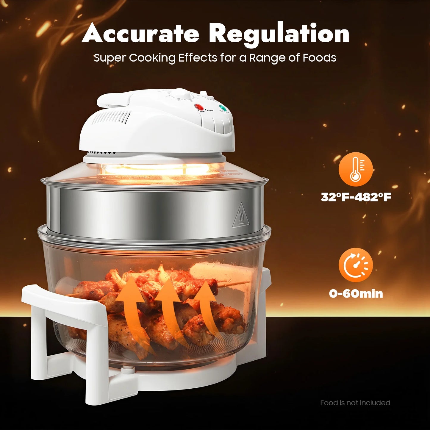 Visual Air Fryer 1200-1400W 360 Degree Hot Air Circulation Oil Free Cooker
