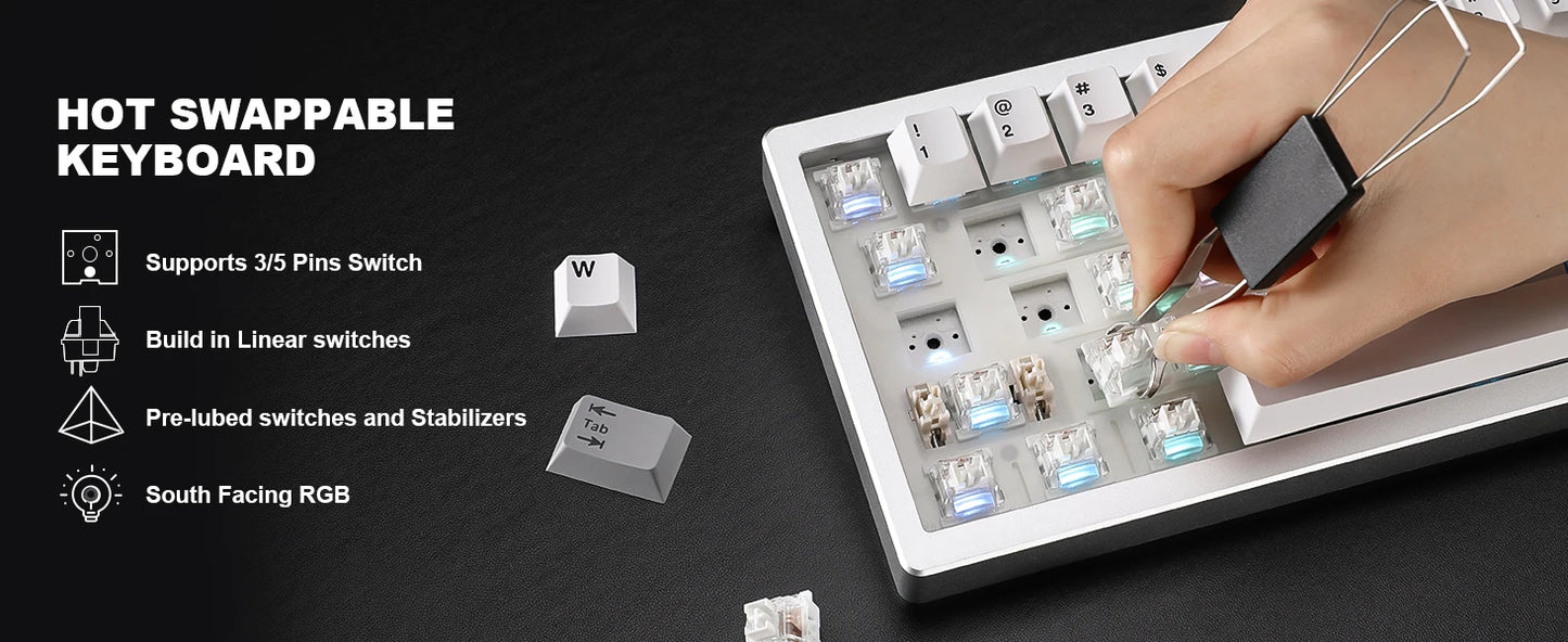 YUNZII AL68 Wireless Mechanical Keyboard With Knob QMK VIA