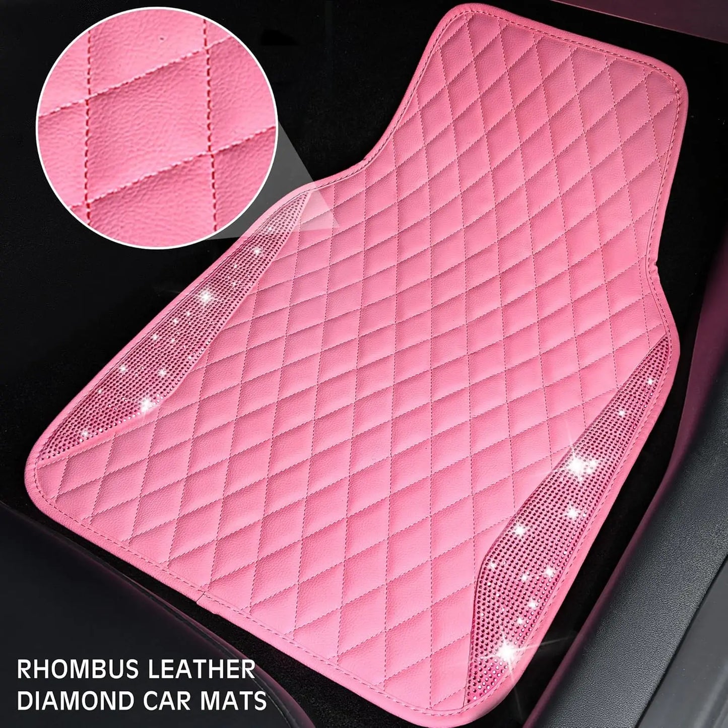 Bling Diamond Car Mats With Rhinestones Glitter Anti Slip Waterproof
