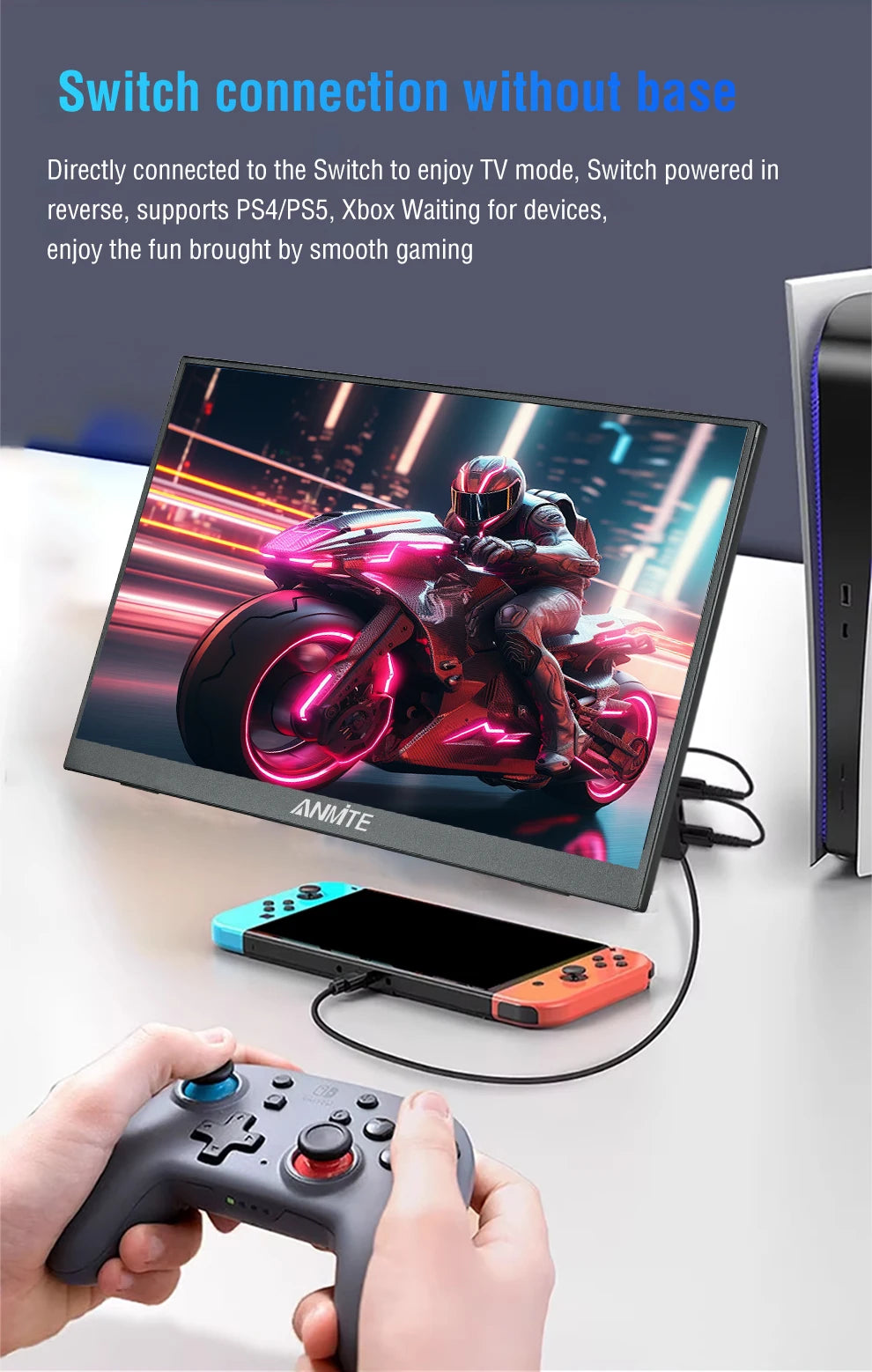 Anmite Portable Touch Monitor 1080p HDR IPS USB C HDMI