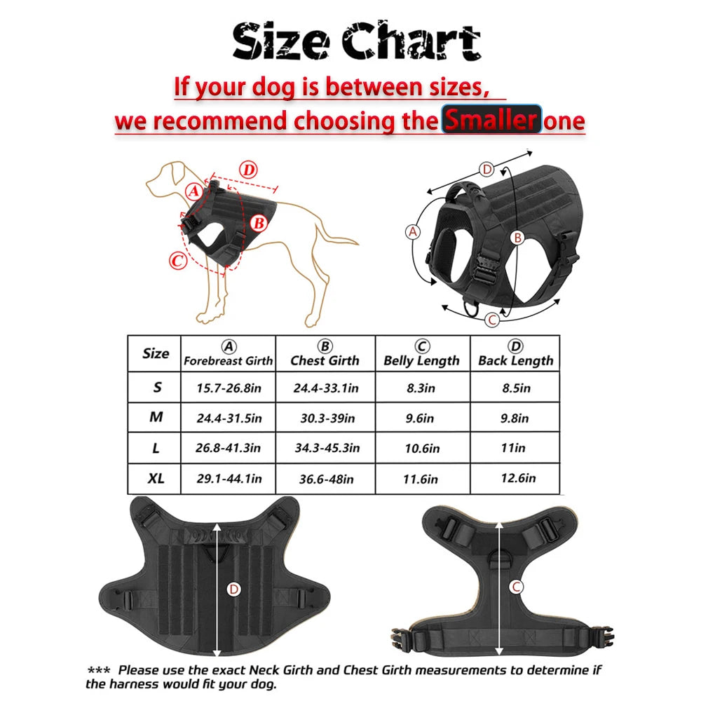 PETRAVEL CN Military Dog Harness Vest Leash Set With Patches