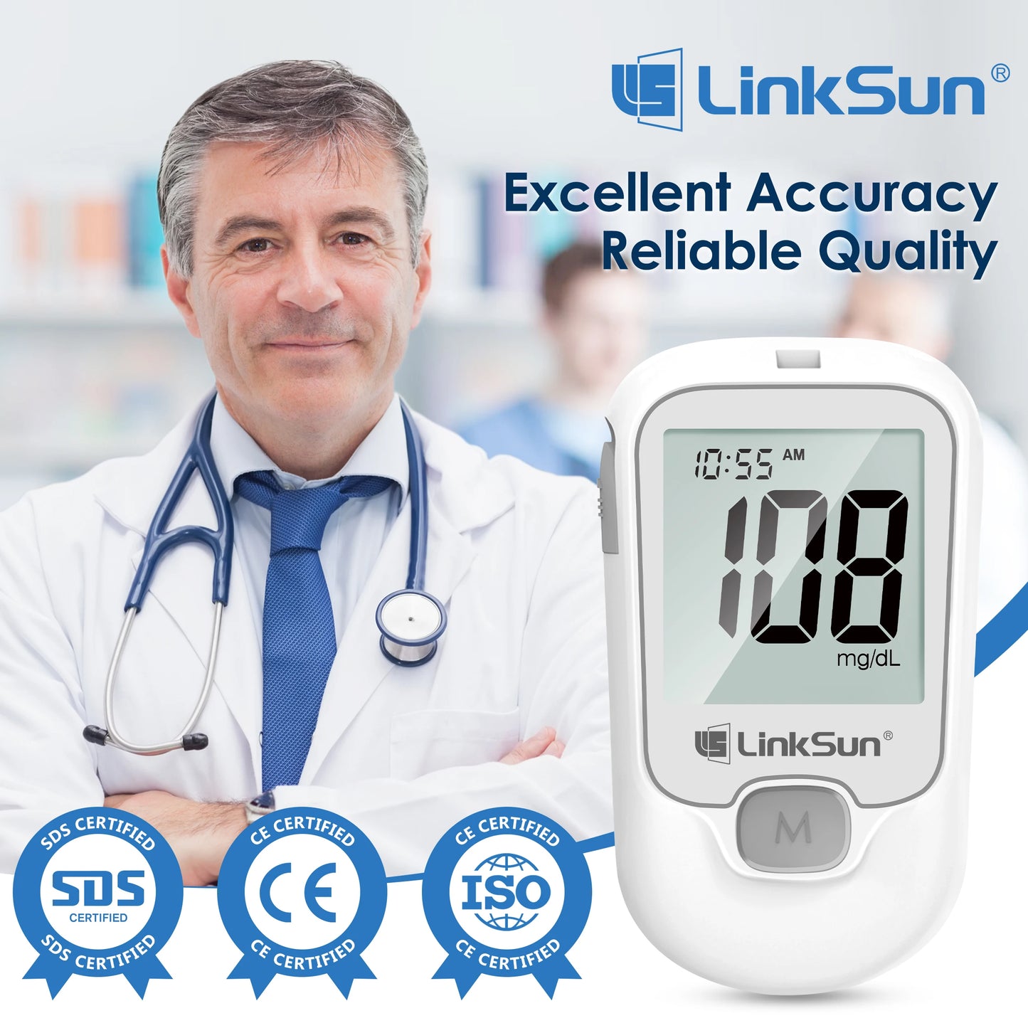 Linksun Blood Glucose Monitor G-425-1 Diabetes Testing Kit