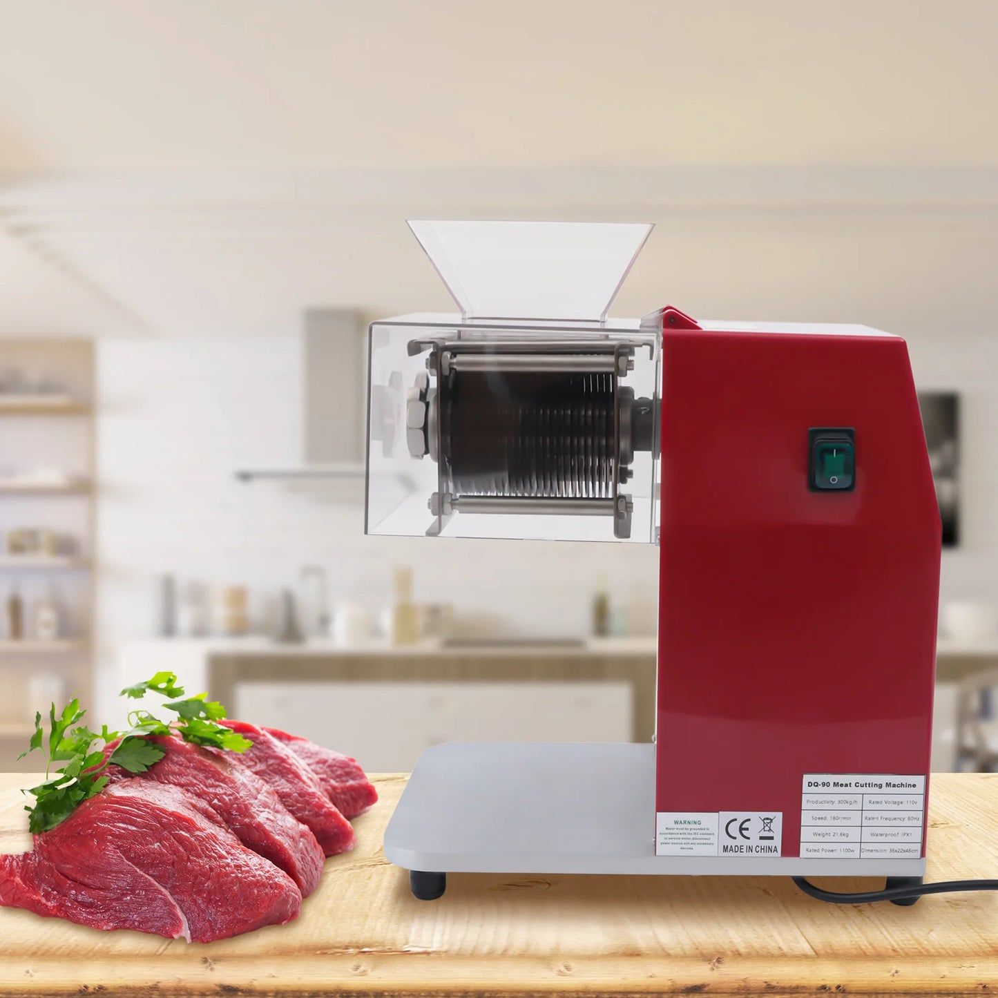 Bymaocar 1100W Electric Meat Cutting Machine Stainless Steel Vertical Grinder
