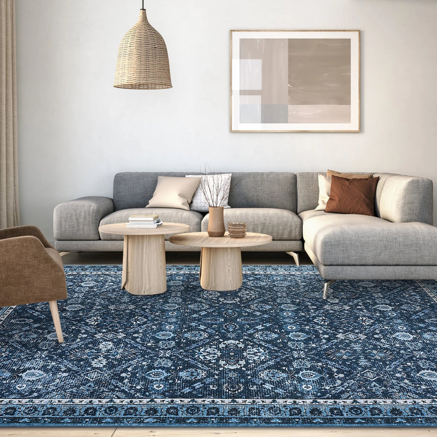 Geometric Moroccan Trellis Non Slip Washable Rug For Living Room