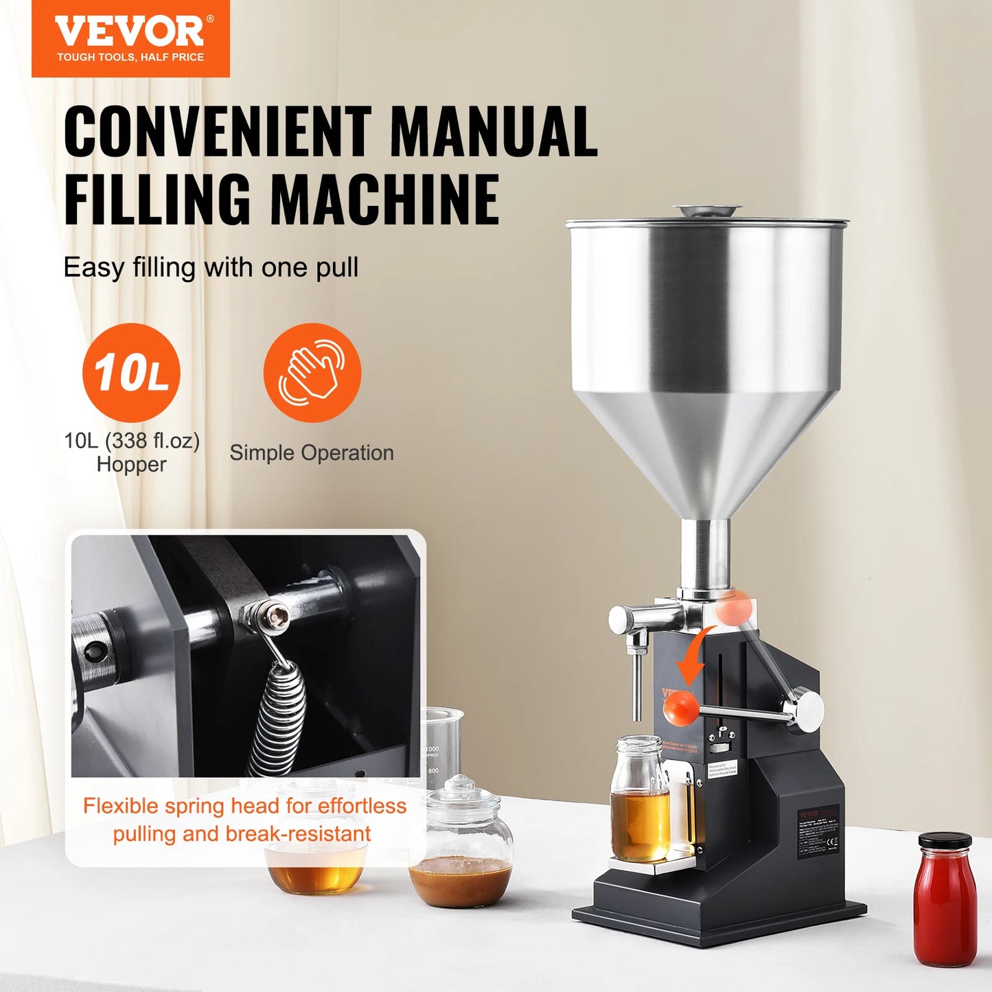 VEVOR Manual Liquid Filling Machine With Hopper 5-50ml To 5-100ml