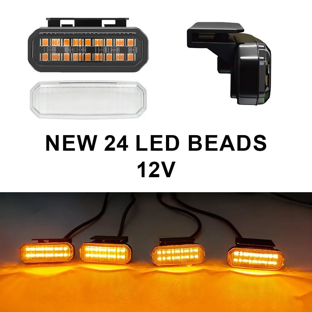 4-Pack Front Grille LED Lights Clip-On With Wiring Harness