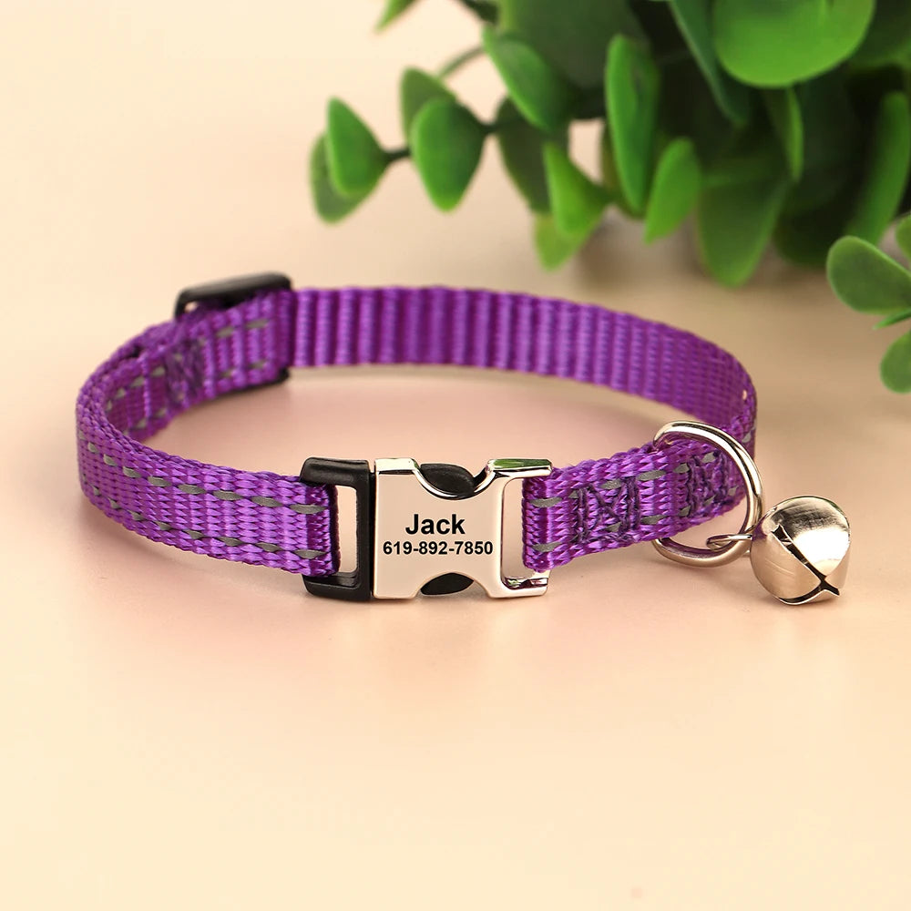 Personalized Cat And Small Dog Adjustable Collar With Engraved Name