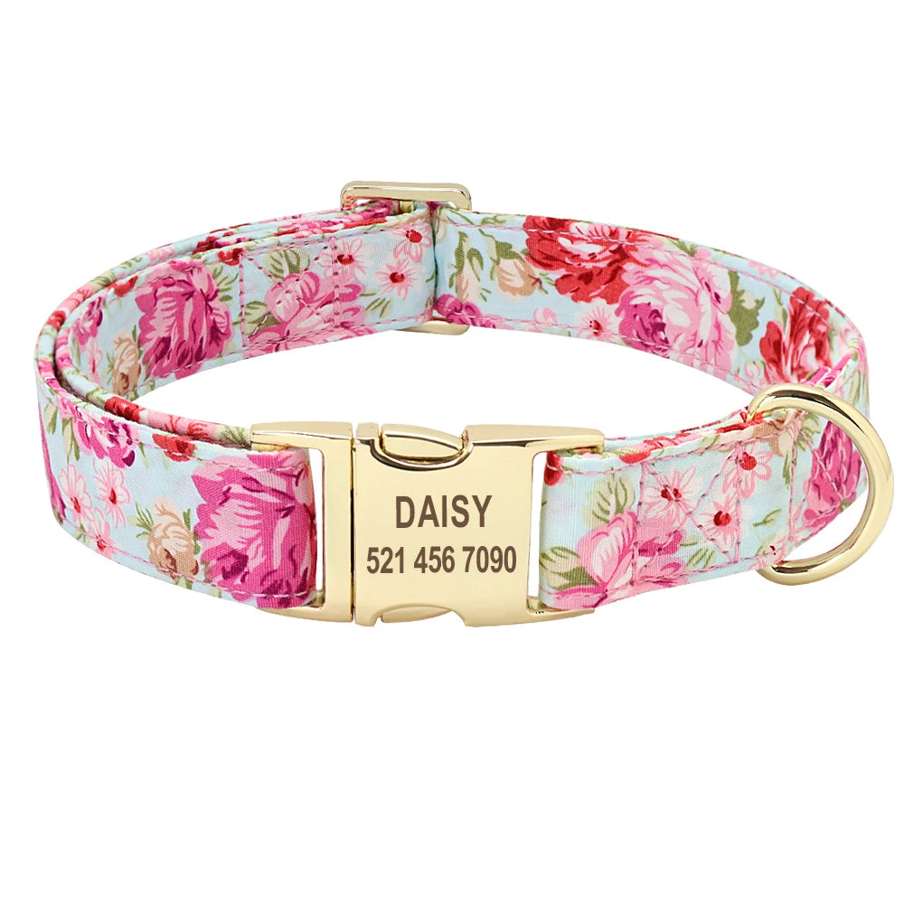Pet Artist CN Personalized Dog Collar Leash Set Engraved Nameplate