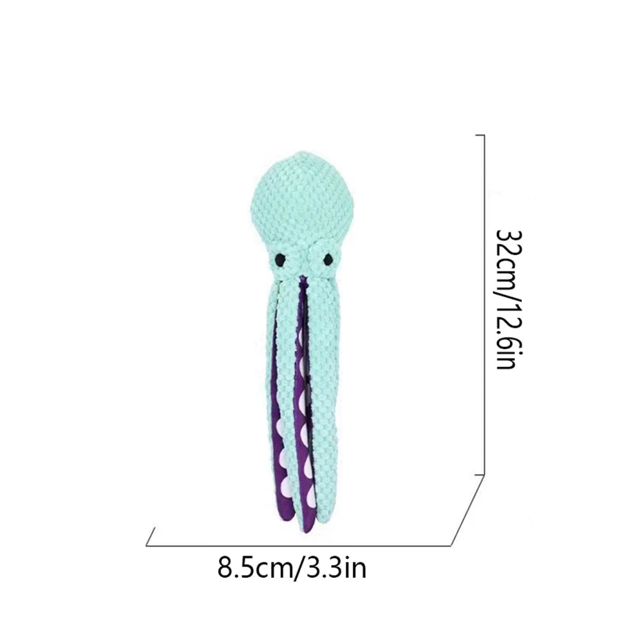 Qzee Plush Octopus Dog Toy Squeaker Interactive Boredom Solution