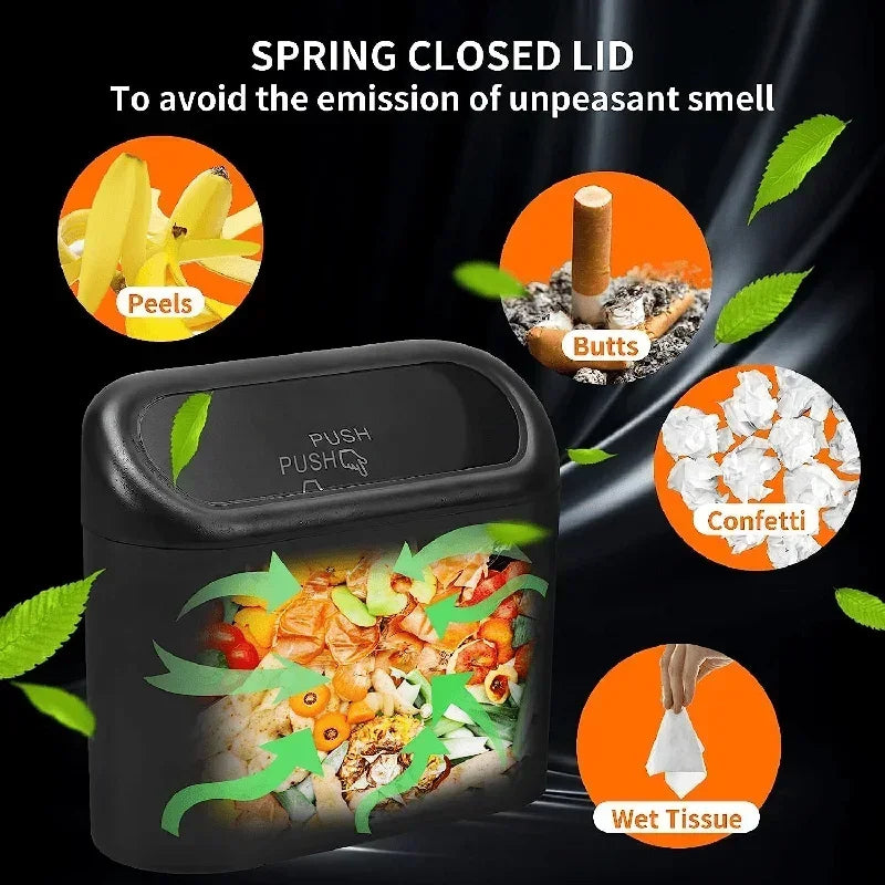 Car Trash Can With Lid Includes 60 Garbage Bags Leakproof Compact