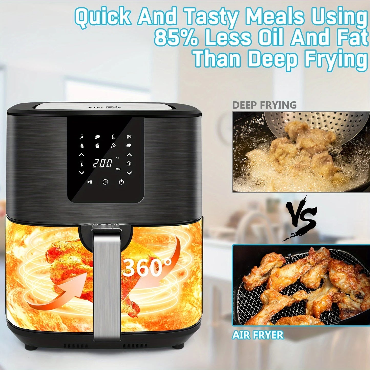 KitCook Air Fryer 1500W With Digital Touch Screen And Presets