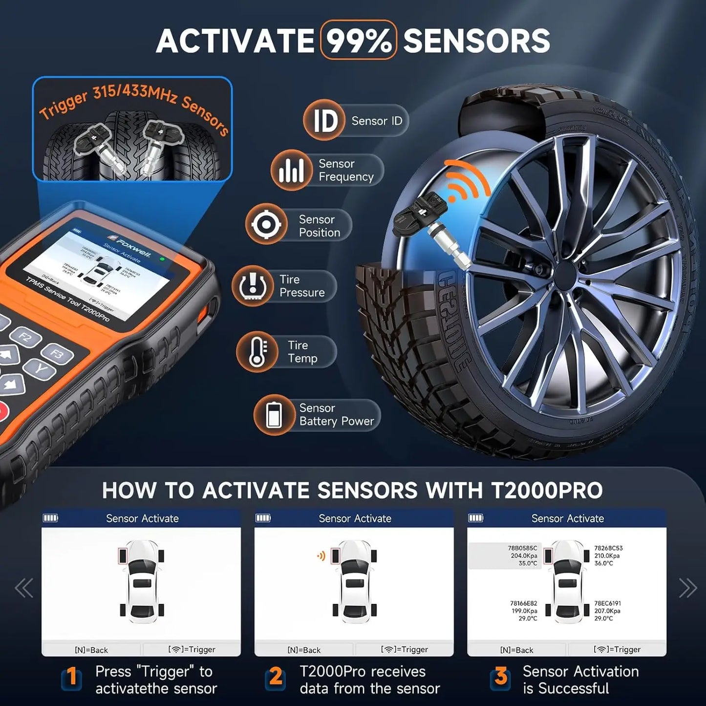 Foxwell T2000 Pro TPMS Relearn Tool For Auto Diagnostics