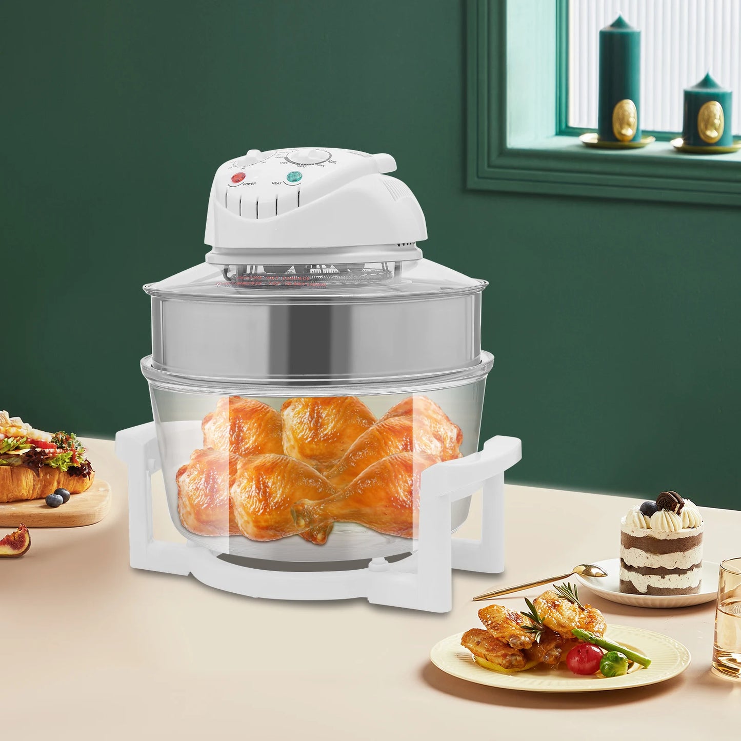 Visual Air Fryer 1200-1400W 360 Degree Hot Air Circulation Oil Free Cooker