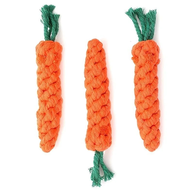 Pet Knot Carrot Shape Cotton Rope Chew Toy For Pets