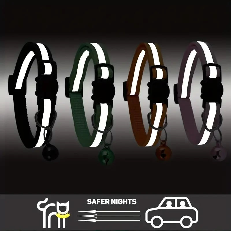Personalized Reflective Cat Safety Collar Adjustable With Engraved ID