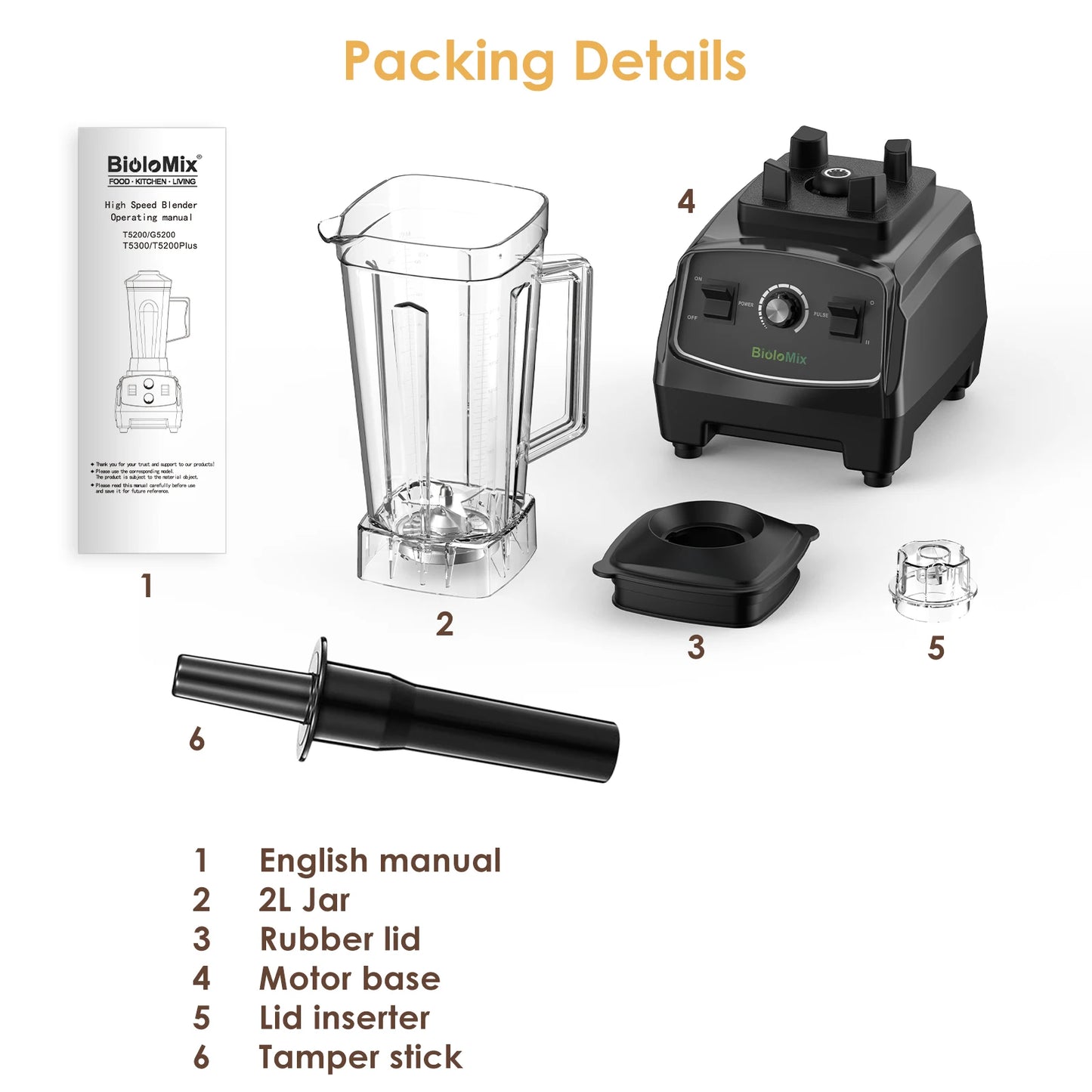 Biolomix BPA Free 3HP Blender Juicer All in One Kitchen