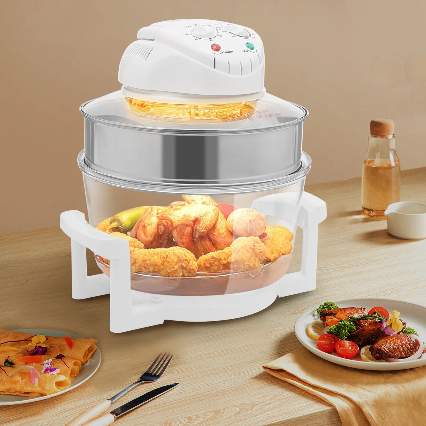 Visual Air Fryer 1200-1400W 360 Degree Hot Air Circulation Oil Free Cooker