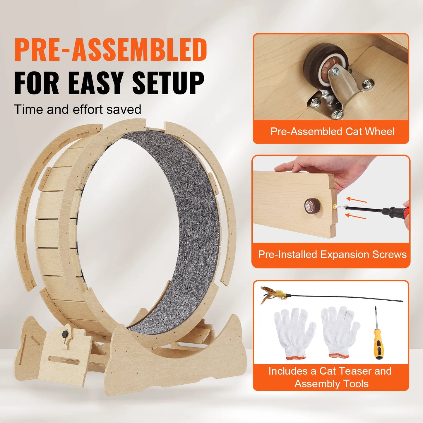 SucceBuy Wooden Cat Exercise Wheel For Indoor Cats And Training