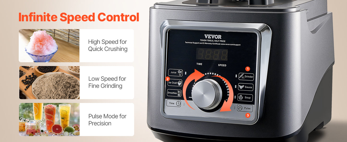 VEVOR 1400W Electric Blender For Smoothies With Noise Cover