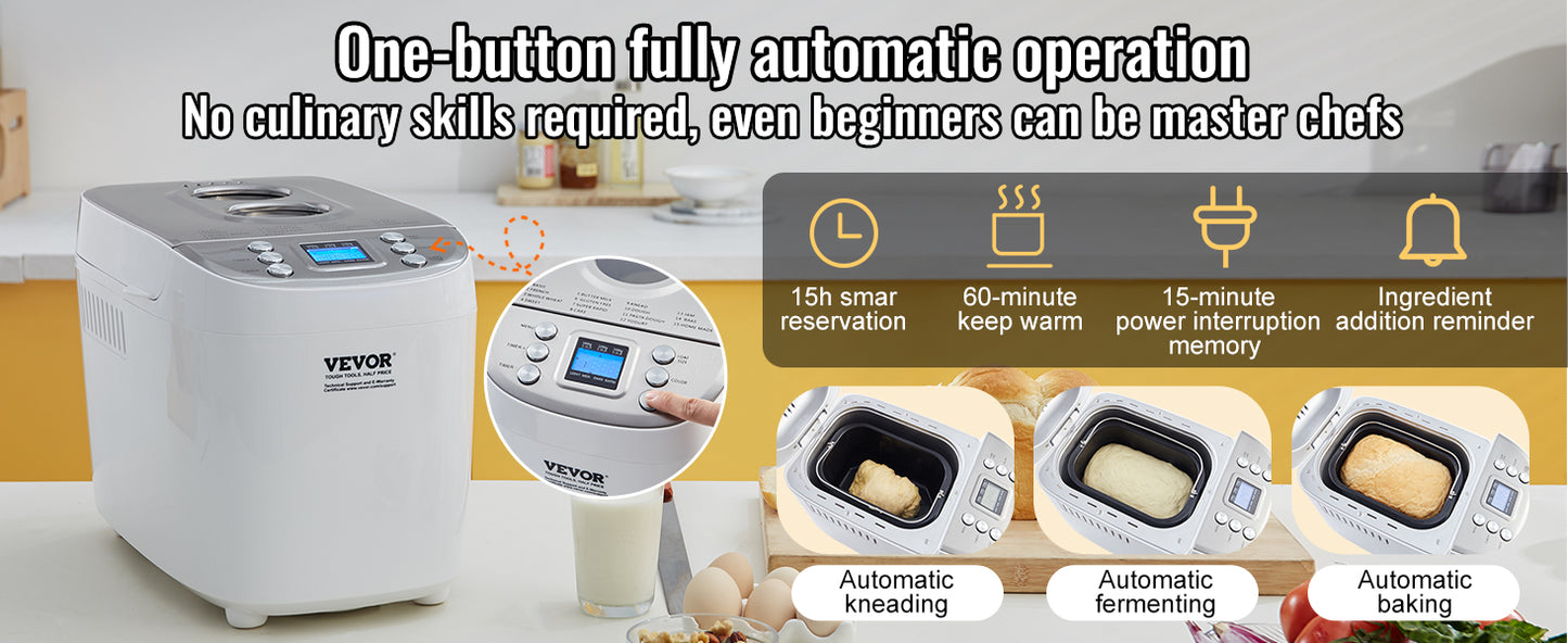 SucceBuy 15 In 1 Gluten Free Automatic Countertop Bread Maker