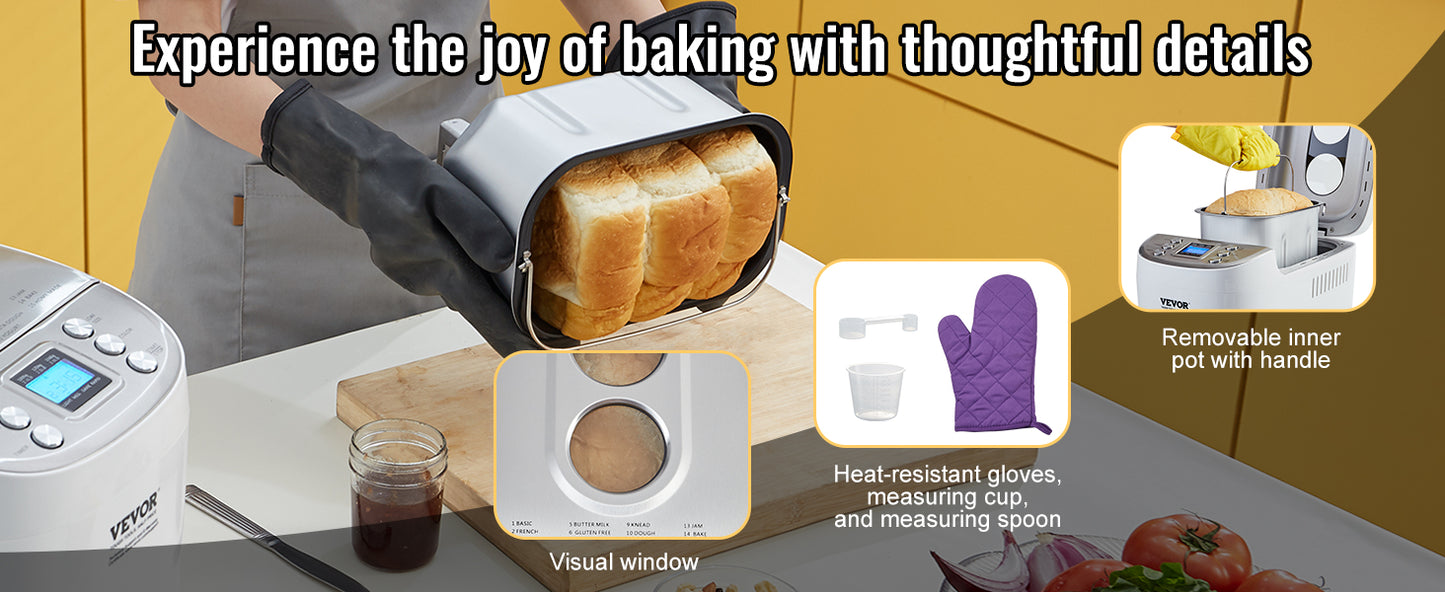 SucceBuy 15 In 1 Gluten Free Automatic Countertop Bread Maker
