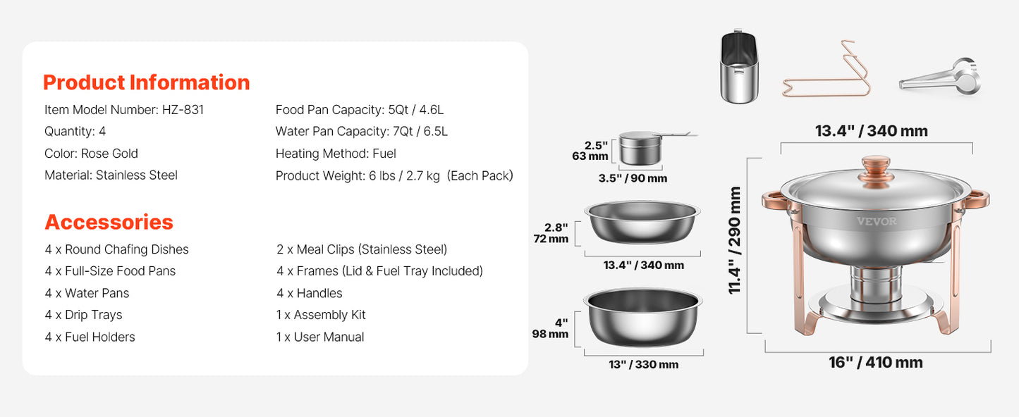 SucceBuy Chafing Dish Buffet Set Stainless Steel With Four Pans