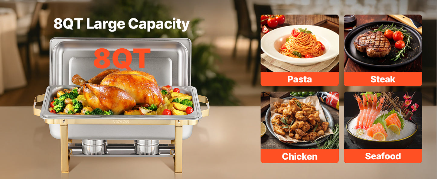 SucceBuy Chafing Dish Buffet Set Stainless Steel With Pans