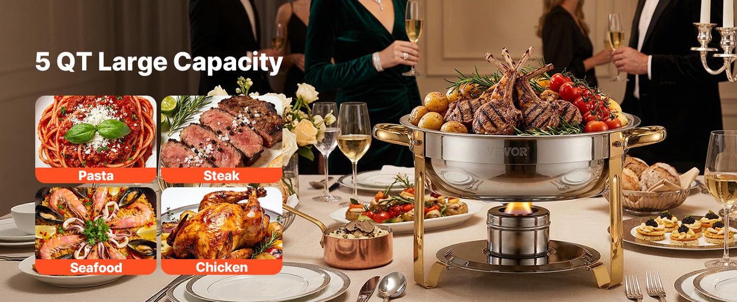 SucceBuy Chafing Dish Buffet Set Stainless Steel With Four Pans