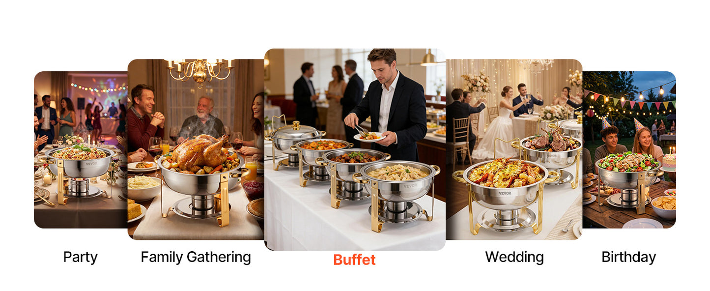 SucceBuy Chafing Dish Buffet Set Stainless Steel With Four Pans