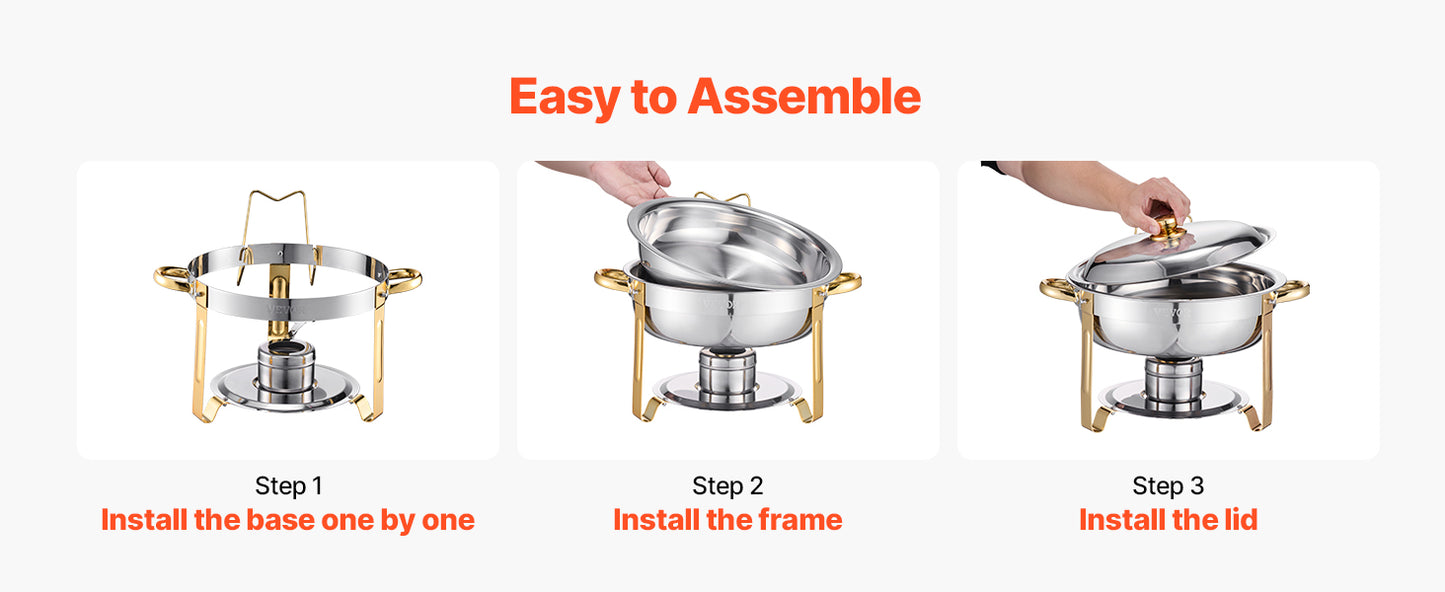 SucceBuy Chafing Dish Buffet Set Stainless Steel With Four Pans