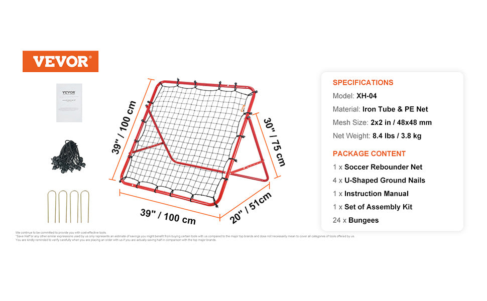 VEVOR Soccer Rebounder Net Portable Training Equipment