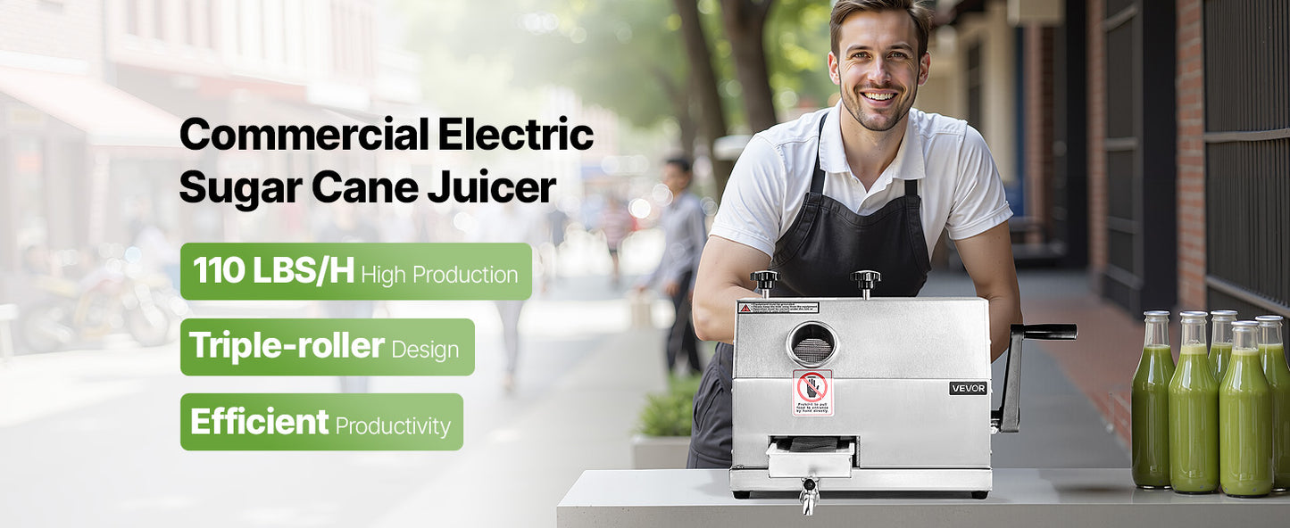 VEVOR Commercial Sugar Cane Juicer 110LBS/H High Output