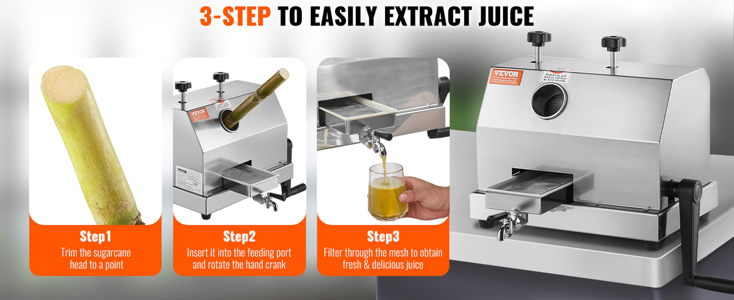 VEVOR Commercial Sugar Cane Juicer 110LBS/H High Output
