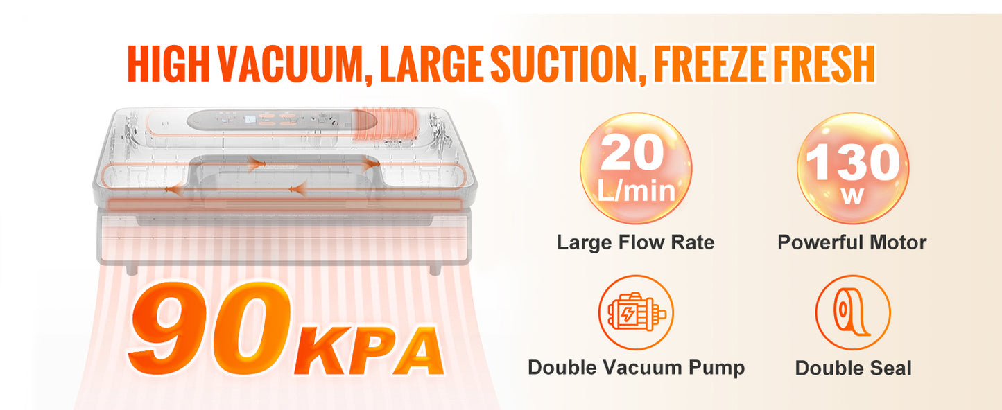 SucceBuy Vacuum Sealer 90Kpa 130W With Free Bags For Kitchen